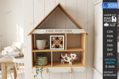 Farmhouse House Shelf Laser Cut | Rustic SVG | Wall Shelves Product Image 1
