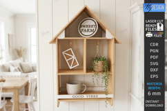 Farmhouse House Shelf Laser Cut | Rustic SVG | Wall Shelves Product Image 1