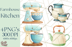 Farmhouse Kitchen Clipart, Rustic Kitchen Appliances PNG Product Image 1