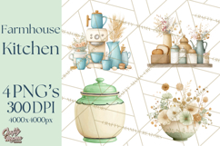 Farmhouse Kitchen Clipart, Rustic Kitchen Appliances PNG Product Image 1