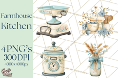 Farmhouse Kitchen Clipart, Rustic Kitchen Appliances PNG Product Image 1