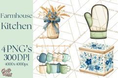Farmhouse Kitchen Clipart, Rustic Kitchen Appliances PNG Product Image 1