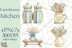 Farmhouse Kitchen Clipart, Rustic Kitchen Appliances PNG Product Image 1