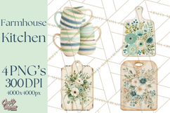 Farmhouse Kitchen Clipart, Rustic Kitchen Appliances PNG Product Image 1