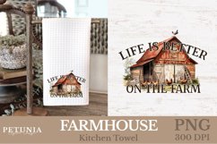 Farmhouse sublimation design being used as a kitchen towel print