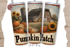 Farmhouse Pumpkin Patch Tumbler Wrap PNG Product Image 2
