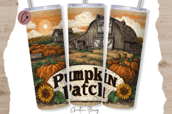 Farmhouse Pumpkin Patch Tumbler Wrap PNG Product Image 3