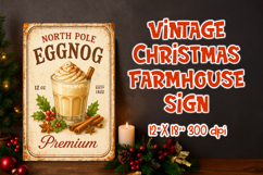 Vintage Christmas Farmhouse Sign | Eggnog Print Product Image 1