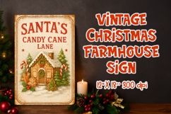 Vintage Christmas Farmhouse Sign | Candy Cane Product Image 1