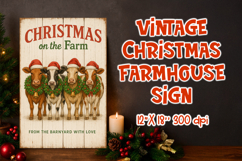 Vintage Christmas Farmhouse Sign | Rustic Holiday Cow Product Image 1
