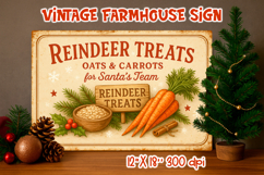 Vintage Christmas Farmhouse Sign | Reindeer Treats PNG Product Image 1
