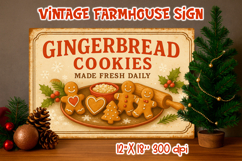Vintage Christmas Farmhouse Sign | Gingerbread Cookies Product Image 1