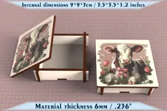 Cow Wooden Box SVG, 6mm Laser Cut File, Farmhouse Decor Product Image 4
