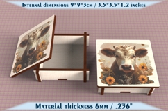 Cow Wooden Box SVG, 6mm Laser Cut File, Farmhouse Decor Product Image 2