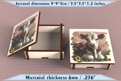 Cow Wooden Box SVG, 6mm Laser Cut File, Farmhouse Decor Product Image 3