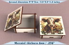Cow Wooden Box SVG, 6mm Laser Cut File, Farmhouse Decor Product Image 4