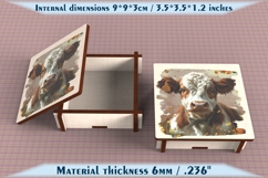 Cow Wooden Box SVG, 6mm Laser Cut File, Farmhouse Decor Product Image 2