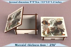 Cow Wooden Box SVG, 6mm Laser Cut File, Farmhouse Decor Product Image 2