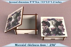 Cow Wooden Box SVG, 6mm Laser Cut File, Farmhouse Decor Product Image 4