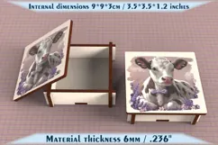 Cow Wooden Box SVG, 6mm Laser Cut File, Farmhouse Decor Product Image 3