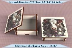 Cow Wooden Box SVG, 6mm Laser Cut File, Farmhouse Decor Product Image 4