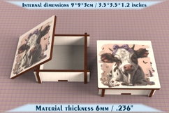 Cow Wooden Box SVG, 6mm Laser Cut File, Farmhouse Decor Product Image 2