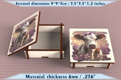 Cow Wooden Box SVG, 6mm Laser Cut File, Farmhouse Decor Product Image 3