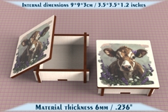 Cow Wooden Box SVG, 6mm Laser Cut File, Farmhouse Decor Product Image 5