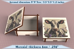 Cow Wooden Box SVG, 6mm Laser Cut File, Farmhouse Decor Product Image 2