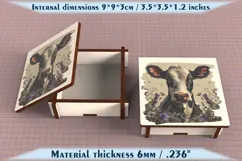 Cow Wooden Box SVG, 6mm Laser Cut File, Farmhouse Decor Product Image 2