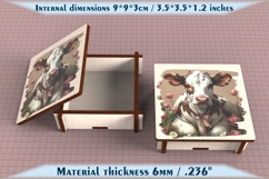 Cow Wooden Box SVG, 6mm Laser Cut File, Farmhouse Decor Product Image 4