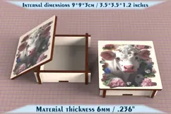 Cow Wooden Box SVG, 6mm Laser Cut File, Farmhouse Decor Product Image 2