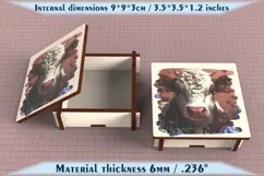 Cow Wooden Box SVG, 6mm Laser Cut File, Farmhouse Decor Product Image 3