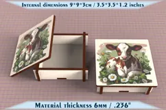 Cow Wooden Box SVG, 6mm Laser Cut File, Farmhouse Decor Product Image 2