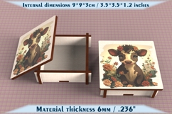 Cow Wooden Box SVG, 6mm Laser Cut File, Farmhouse Decor Product Image 4