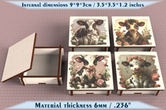 Cow Wooden Box SVG, 6mm Laser Cut File, Farmhouse Decor Product Image 1