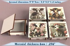 Cow Wooden Box SVG, 6mm Laser Cut File, Farmhouse Decor Product Image 1