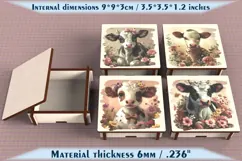 Cow Wooden Box SVG, 6mm Laser Cut File, Farmhouse Decor Product Image 1