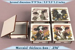 Cow Wooden Box SVG, 6mm Laser Cut File, Farmhouse Decor Product Image 1