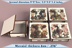 Cow Wooden Box SVG, 6mm Laser Cut File, Farmhouse Decor Product Image 1