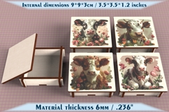 Cow Wooden Box SVG, 6mm Laser Cut File, Farmhouse Decor Product Image 1
