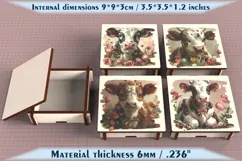 Cow Wooden Box SVG, 6mm Laser Cut File, Farmhouse Decor Product Image 1
