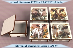 Cow Wooden Box SVG, 6mm Laser Cut File, Farmhouse Decor Product Image 1