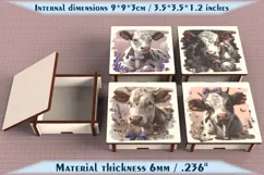 Cow Wooden Box SVG, 6mm Laser Cut File, Farmhouse Decor Product Image 1