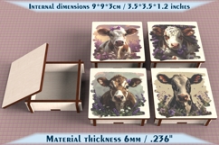 Cow Wooden Box SVG, 6mm Laser Cut File, Farmhouse Decor Product Image 1
