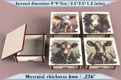 Cow Wooden Box SVG, 6mm Laser Cut File, Farmhouse Decor Product Image 1