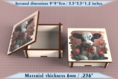 Cow Wooden Box SVG, 6mm Laser Cut File, Farmhouse Decor Product Image 5