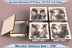 Cow Wooden Box SVG, 6mm Laser Cut File, Farmhouse Decor Product Image 1