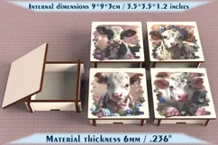 Cow Wooden Box SVG, 6mm Laser Cut File, Farmhouse Decor Product Image 1