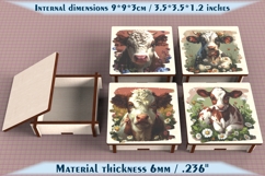 Cow Wooden Box SVG, 6mm Laser Cut File, Farmhouse Decor Product Image 1
